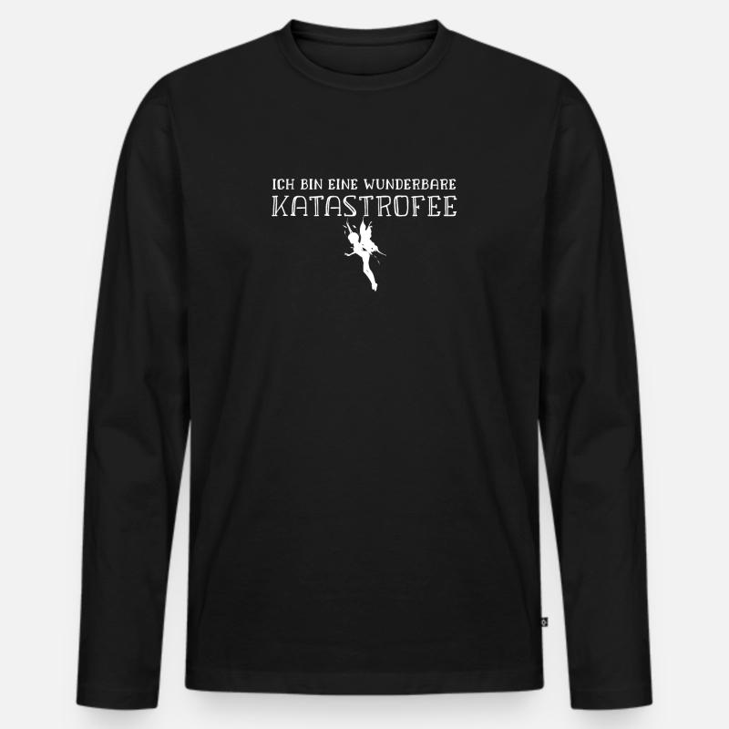 Ich bin eine KatastroFee Katastrophe Fee T-Shirt - Männer Premium Bio Langarmshirt - Schwarz