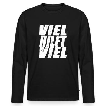 Viel Hilft - Männer Premium Bio Langarmshirt - Schwarz - Vorne - Nico (187cm)