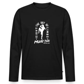 Muay Thai - T-shirt manches longues Premium bio Homme - noir - Devant - Nico (187cm)