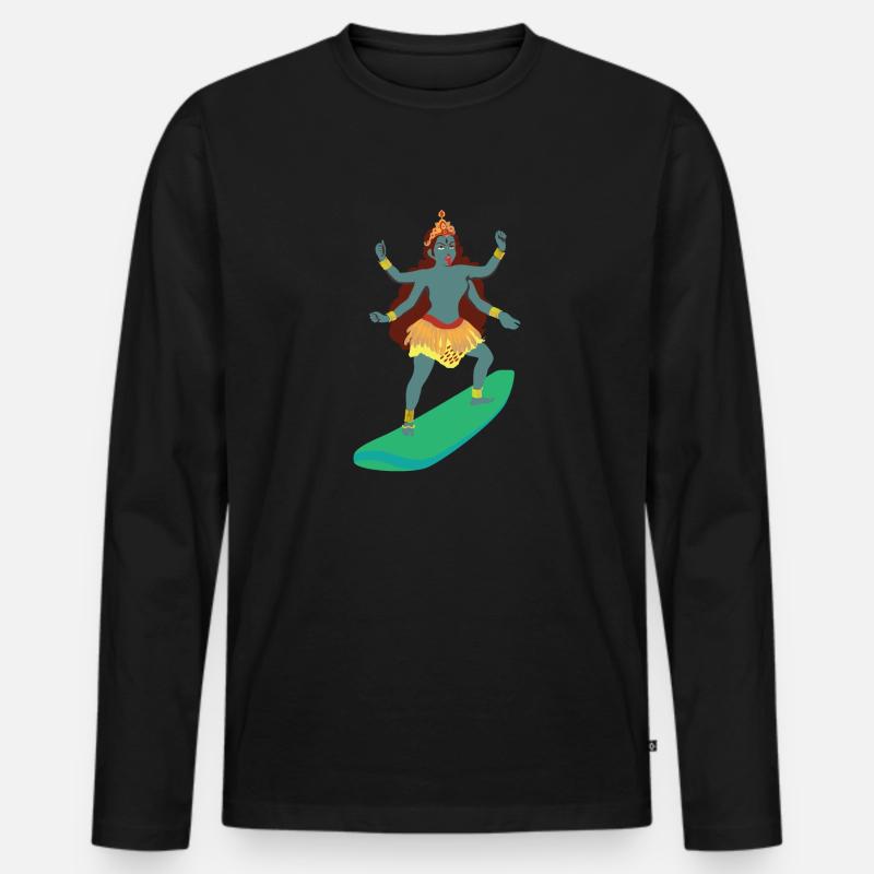 Surf Like Kali Yuga - Männer Premium Bio Langarmshirt - Schwarz