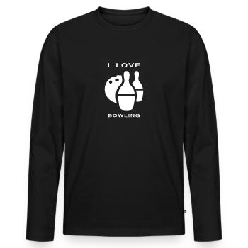 Chemise de bowling - T-shirt manches longues Premium bio Homme - noir - Devant - Nico (187cm)