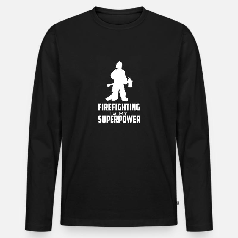 Feuerwehrmann - Männer Premium Bio Langarmshirt - Schwarz