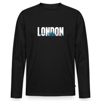 London Skyline UK England Tower Bridge Geschenk - Männer Premium Bio Langarmshirt - Schwarz - Vorne - Nico (187cm)