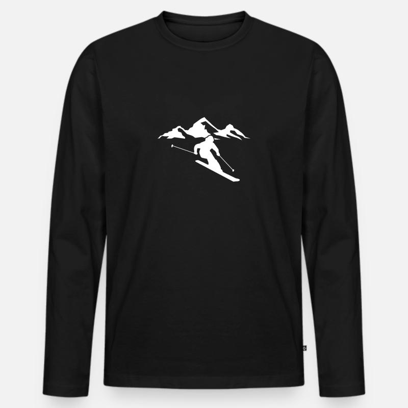 Skifahrer - Männer Premium Bio Langarmshirt - Schwarz