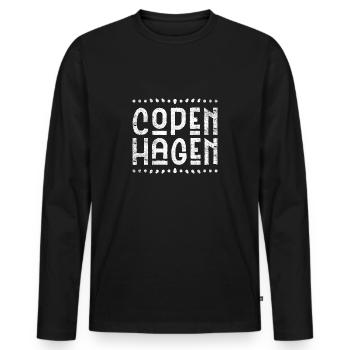 Copenhague - T-shirt manches longues Premium bio Homme - noir - Devant - Nico (187cm)