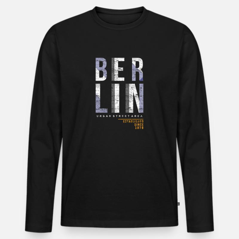 Berlin - Männer Premium Bio Langarmshirt - Schwarz