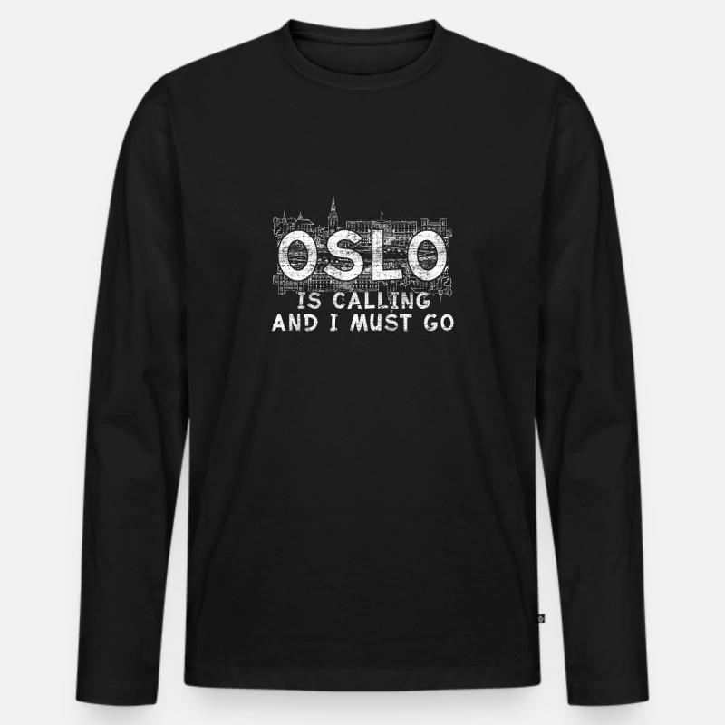 Oslo - Männer Premium Bio Langarmshirt - Schwarz