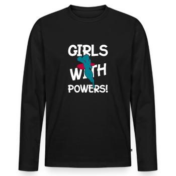 Femme super-héros - T-shirt manches longues Premium bio Homme - noir - Devant - Nico (187cm)