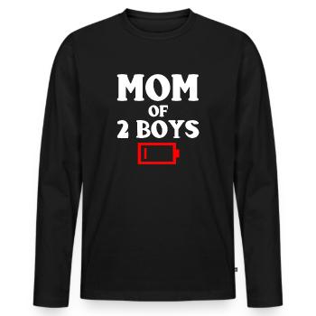 Müde Mutter von 2 jungen lustigen Mutter von zwei Söhnen - Männer Premium Bio Langarmshirt - Schwarz - Vorne - Nico (187cm)
