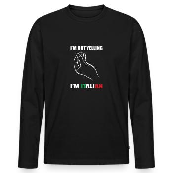 Je suis Italien Je Cris Pas cadeau - T-shirt manches longues Premium bio Homme - noir - Devant - Nico (187cm)