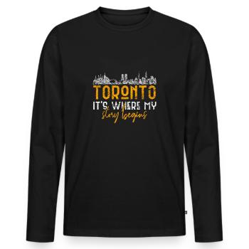Toronto - Men's Premium Organic Long Sleeve Shirt - black - Front - Nico (187cm)