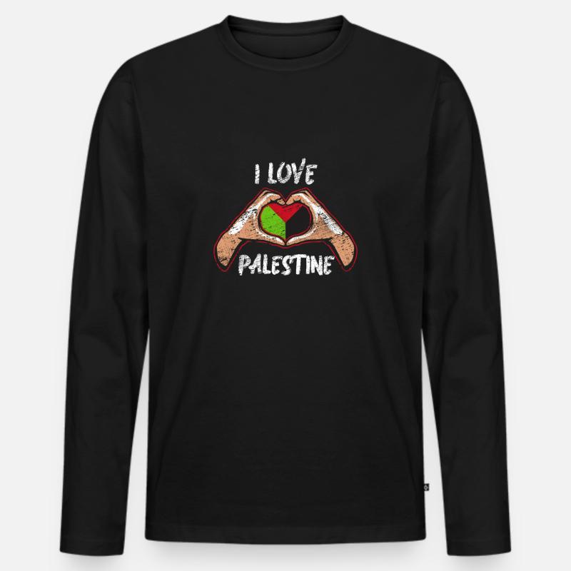 Palästina - Männer Premium Bio Langarmshirt - Schwarz
