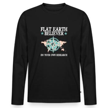 Terre plate Terre plate - T-shirt manches longues Premium bio Homme - noir - Devant - Nico (187cm)
