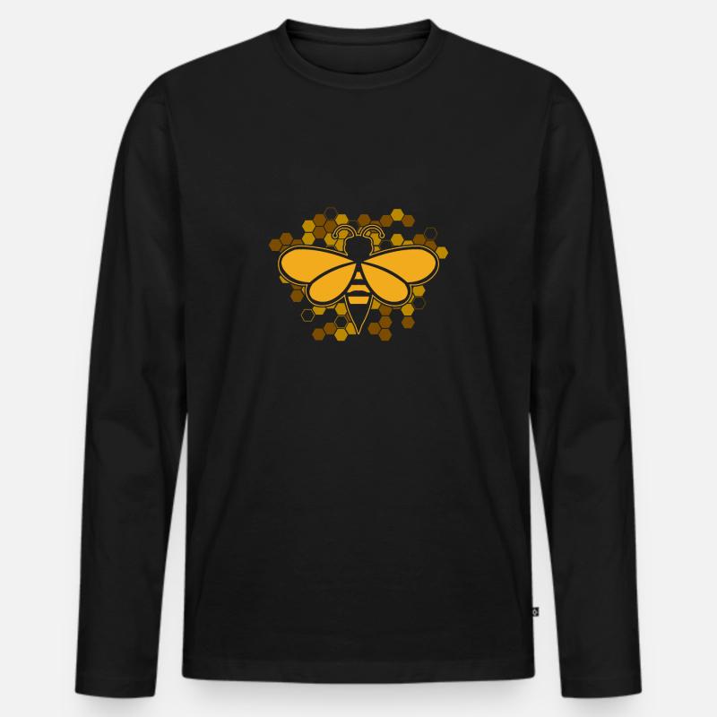 Biene - Männer Premium Bio Langarmshirt - Schwarz