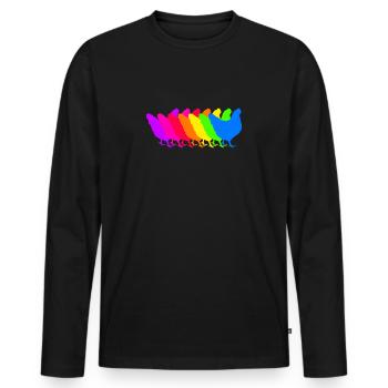 Troupe de poulet coloré - T-shirt manches longues Premium bio Homme - noir - Devant - Nico (187cm)
