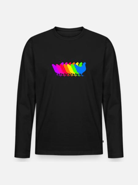 Bunte Hühner Truppe - Männer Premium Bio Langarmshirt - Schwarz