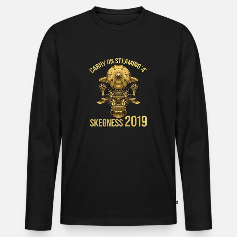 Dämpfen weiter - Männer Premium Bio Langarmshirt - Schwarz