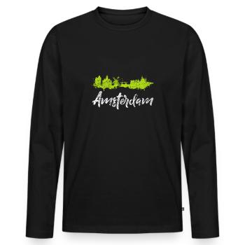Amsterdam - Men's Premium Organic Long Sleeve Shirt - black - Front - Nico (187cm)