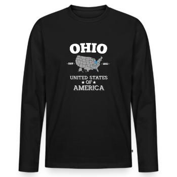 Ohio - T-shirt manches longues Premium bio Homme - noir - Devant - Nico (187cm)