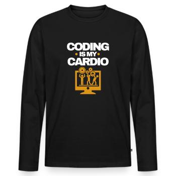 Software Developer - Men's Premium Organic Long Sleeve Shirt - black - Front - Nico (187cm)