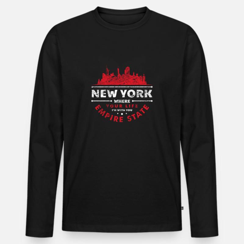 New York - Männer Premium Bio Langarmshirt - Schwarz