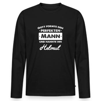 Helmut - Männer Premium Bio Langarmshirt - Schwarz - Vorne - Nico (187cm)