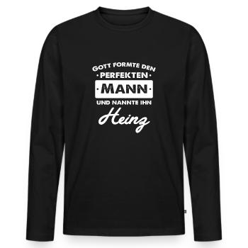 Heinz - Men's Premium Organic Long Sleeve Shirt - black - Front - Nico (187cm)