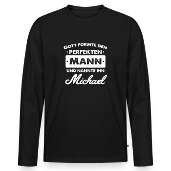 Michael - T-shirt manches longues Premium bio Homme - noir - Devant - Nico (187cm)