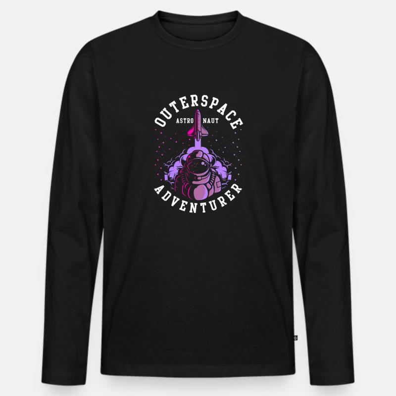 Astronaut - Männer Premium Bio Langarmshirt - Schwarz