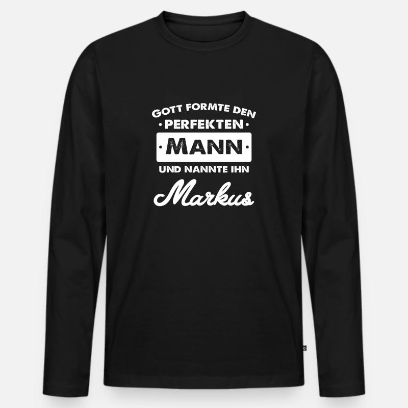 Markus - Männer Premium Bio Langarmshirt - Schwarz