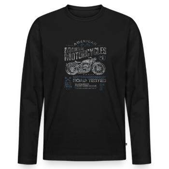 T-shirt mojo à motif de moto américaine personnalisée - T-shirt manches longues Premium bio Homme - noir - Devant - Nico (187cm)