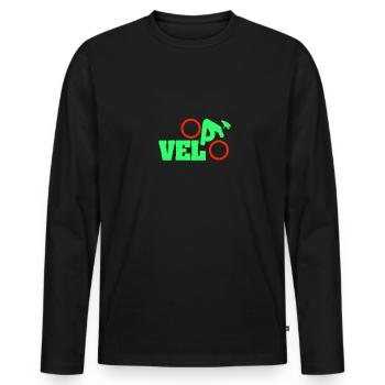 Velo Bike Rad Mountain Bike Gift - Men's Premium Organic Long Sleeve Shirt - black - Front - Nico (187cm)