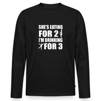 Papa père grossesse - T-shirt manches longues Premium bio Homme - noir - Devant - Nico (187cm)