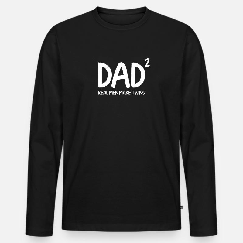 Vater Papa Zwillinge - Männer Premium Bio Langarmshirt - Schwarz