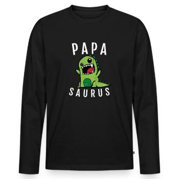 Papa Papasaurus - T-shirt manches longues Premium bio Homme - noir - Devant - Nico (187cm)