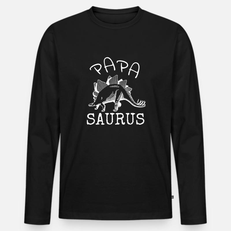 Papa Papasaurus - Männer Premium Bio Langarmshirt - Schwarz