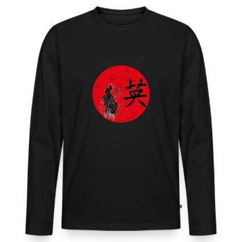 Courage Japanese art - Men's Premium Organic Long Sleeve Shirt - black - Front - Nico (187cm)