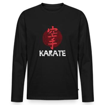 karate - Men's Premium Organic Long Sleeve Shirt - black - Front - Nico (187cm)