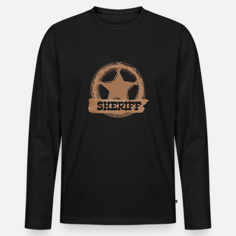 Sheriff Stern - Männer Premium Bio Langarmshirt - Schwarz