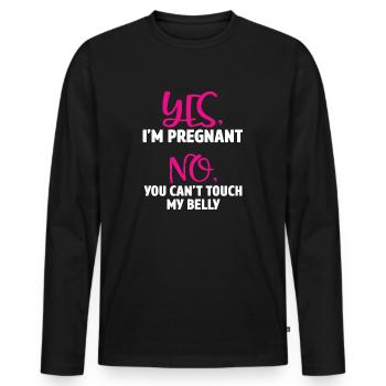 oui je suis enceinte non tu ne peux pas me toucher le ventre - T-shirt manches longues Premium bio Homme - noir - Devant - Nico (187cm)