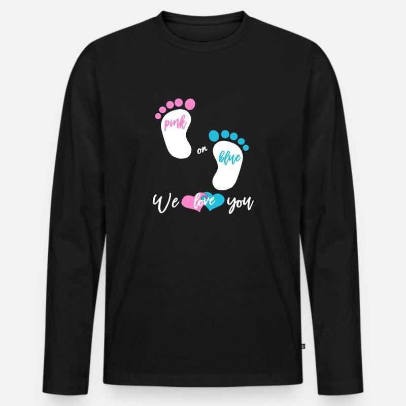 Babyparty Mädchen oder Junge - Männer Premium Bio Langarmshirt - Schwarz