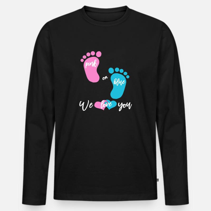 Babyparty Mädchen oder Junge - Männer Premium Bio Langarmshirt - Schwarz