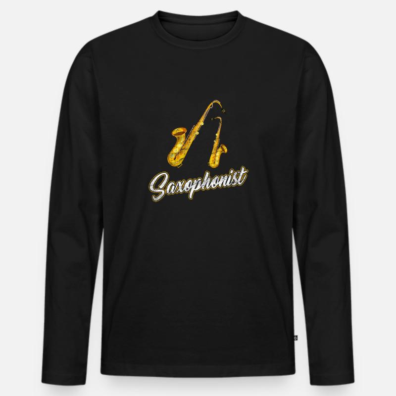 Saxophon - Männer Premium Bio Langarmshirt - Schwarz