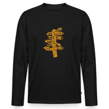travel - Men's Premium Organic Long Sleeve Shirt - black - Front - Nico (187cm)