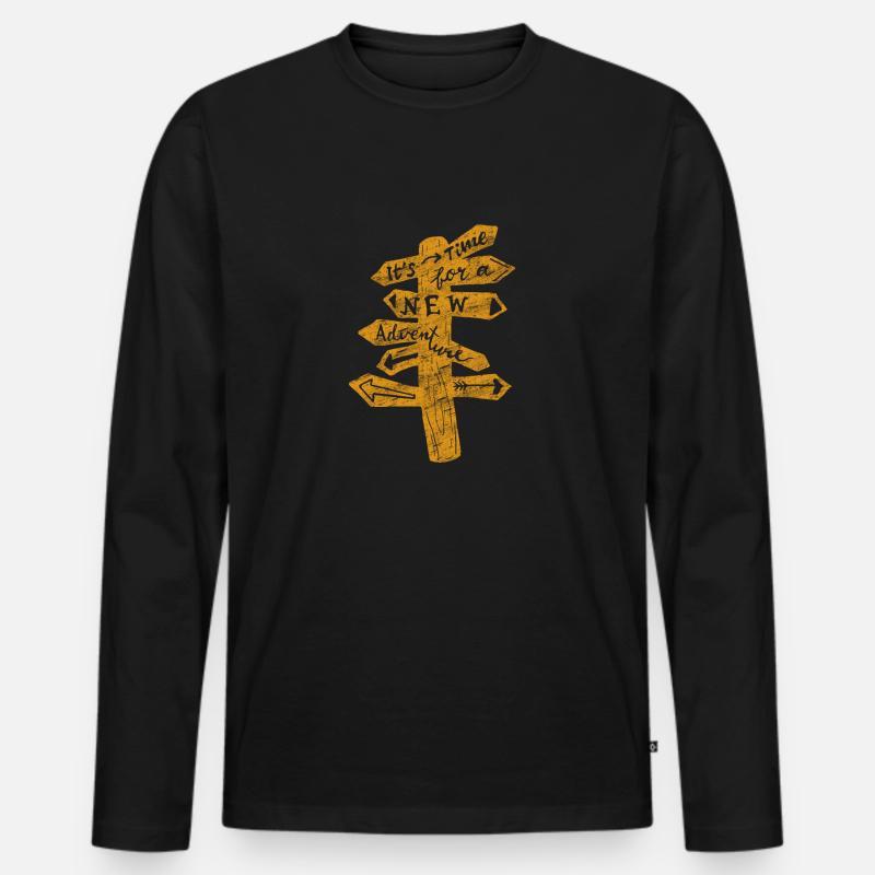 Reise - Männer Premium Bio Langarmshirt - Schwarz