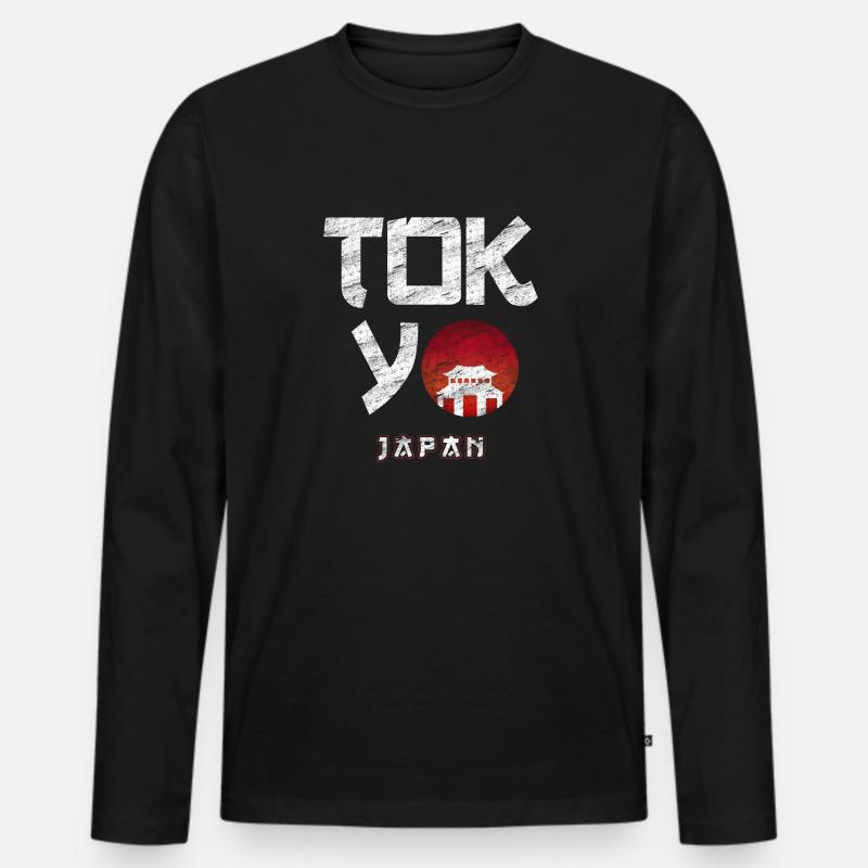Tokio - Männer Premium Bio Langarmshirt - Schwarz