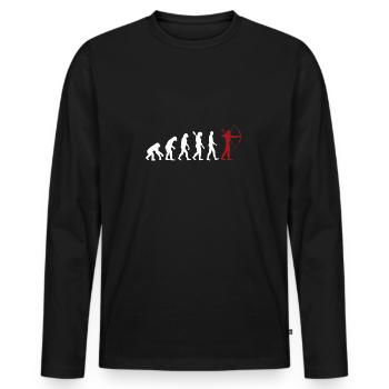 Bogenschießen Evolution - Männer Premium Bio Langarmshirt - Schwarz - Vorne - Nico (187cm)