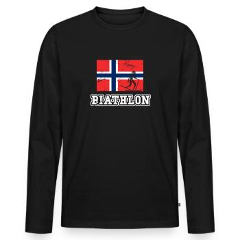 Biathlon Norwegen - Männer Premium Bio Langarmshirt - Schwarz - Vorne - Nico (187cm)