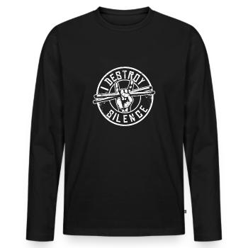Drôle graphique batteur | Percussion cadeau musicien - T-shirt manches longues Premium bio Homme - noir - Devant - Nico (187cm)