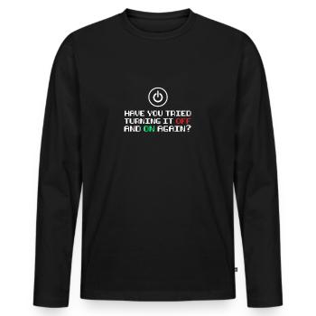 Turn it on and off gift - Men's Premium Organic Long Sleeve Shirt - black - Front - Nico (187cm)